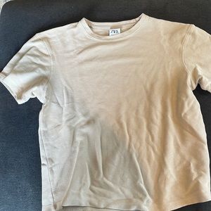 Tan Zara short sleeve shirt, size medium (fits like a small)